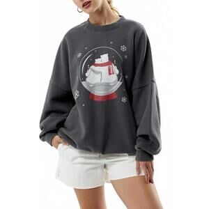 Coca Cola By PacSun Snow Globe Crew Neck Sweatshirt Black NWT XS